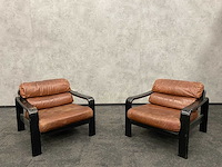 2x vintage lederen fauteuil 1960s - afbeelding 1 van  17