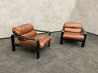 2x vintage lederen fauteuil 1960s - afbeelding 10 van  17