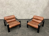 2x vintage lederen fauteuil 1960s - afbeelding 13 van  17