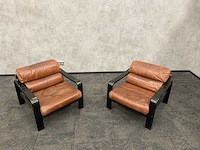 2x vintage lederen fauteuil 1960s - afbeelding 14 van  17