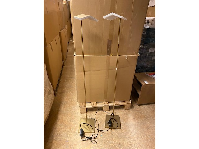 2x vloerlamp, lucide, aaron, goud/messing, 20x20x134cm - afbeelding 2 van  7