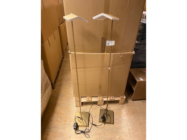2x vloerlamp, lucide, aaron, goud/messing, 20x20x134cm - afbeelding 3 van  7