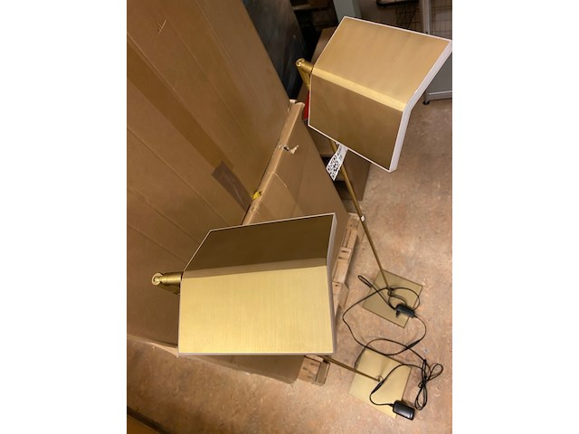 2x vloerlamp, lucide, aaron, goud/messing, 20x20x134cm - afbeelding 7 van  7