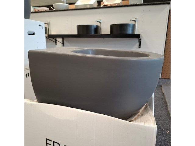 2x wandcloset met zitting en deksel xenz, gio, antraciet mat - afbeelding 2 van  6