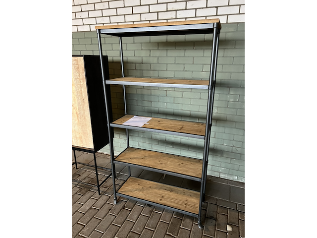 2x wandkast nairobi en shelf op wielen white label, dutchbone - afbeelding 3 van  4