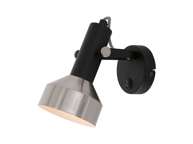 2x wandlamp acier mexlite, 3337zw, zwart staal, nieuw in doos - afbeelding 3 van  7