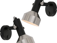 2x wandlamp acier mexlite, 3337zw, zwart staal, nieuw in doos - afbeelding 1 van  7