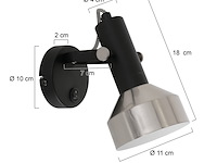 2x wandlamp acier mexlite, 3337zw, zwart staal, nieuw in doos - afbeelding 4 van  7