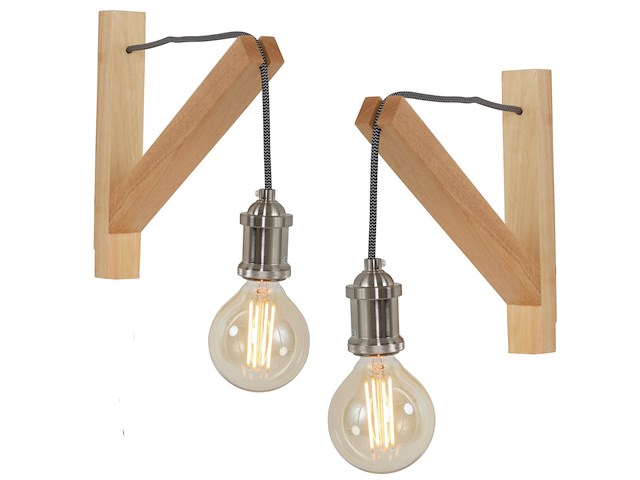 2x wandlamp met aan/uit schakelaar in snoer, mexlite, dion 7787be, beuken, 2026 - afbeelding 1 van  5