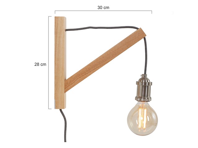 2x wandlamp met aan/uit schakelaar in snoer, mexlite, dion 7787be, beuken, 2026 - afbeelding 3 van  5