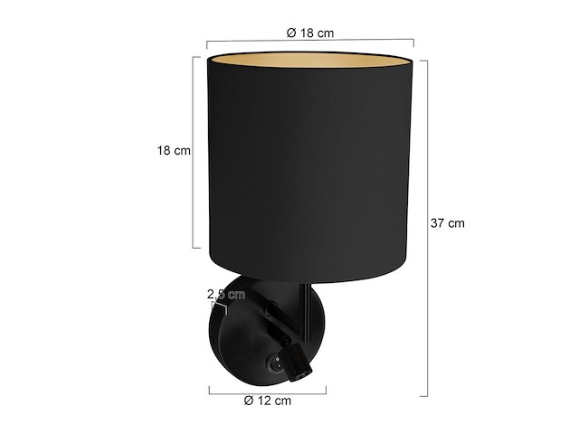 2x wandlamp noor zwart mexlite, 1562zw, zwart, bouwjaar 2025, nieuw in doos - afbeelding 4 van  7