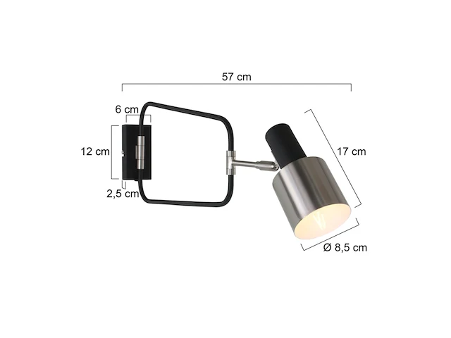 2x wandlamp verstelbaar e27, steinhauer, fjorgard 1699zw, staal / zwart, 2026 - afbeelding 2 van  5