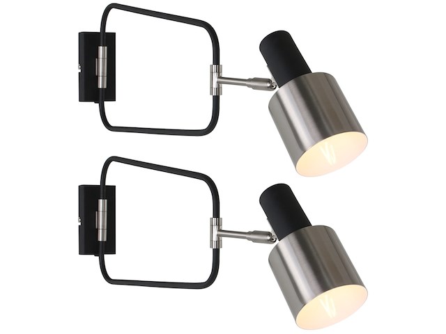 2x wandlamp zwart staal verstelbaar e27, anne light, fjorgard 1699zw, 2026 - afbeelding 1 van  5