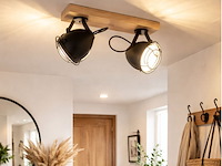 2x wand/plafondlamp - 2-lichts - hout eglo, gatebeck, zwart - afbeelding 3 van  3