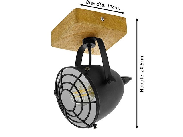 2x wand/plafondlamp hout eglo, gatebeck, zwart - afbeelding 2 van  3