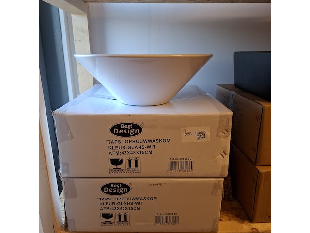 2x waskom best design, taps, glans wit - afbeelding 1 van  6