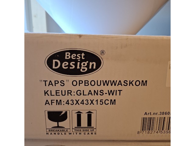 2x waskom best design, taps, glans wit - afbeelding 6 van  6
