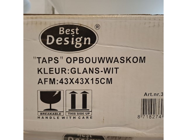 2x waskom best design, taps, glans wit - afbeelding 6 van  6