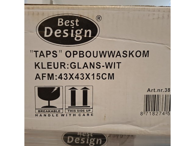 2x waskom best design, taps, glans wit - afbeelding 6 van  6