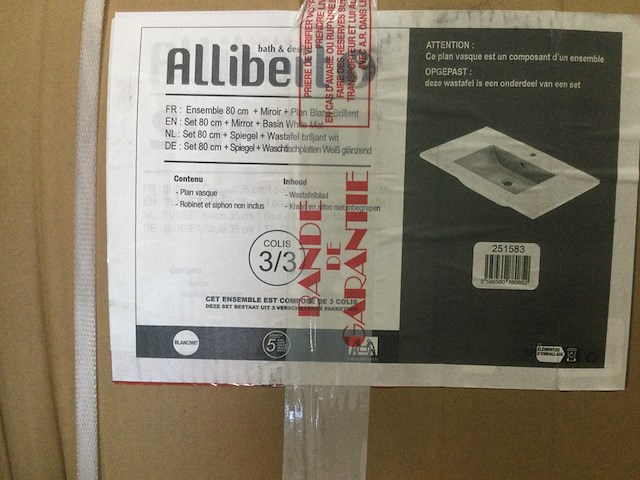 2x wastafel, allibert, v251583 | 80x49x19 cm, wit - afbeelding 3 van  3