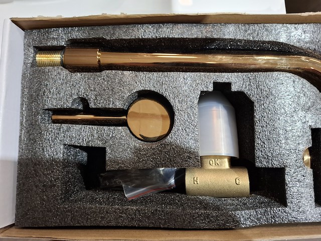 2x wastafelkraan inbouw, brons - afbeelding 3 van  4