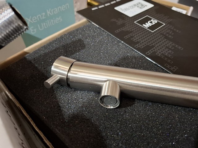 2x wastafelkraan mgs milano , rvs geborsteld - afbeelding 3 van  4