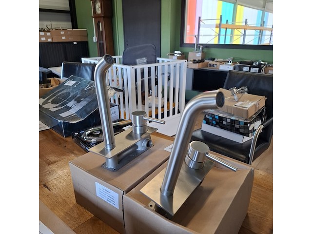 2x wastafelkraan ta design, rvs geborsteld - afbeelding 3 van  8