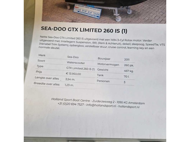 2x waterscooters op duo-trailer, seadoo, gtx limited 260 is - afbeelding 51 van  57