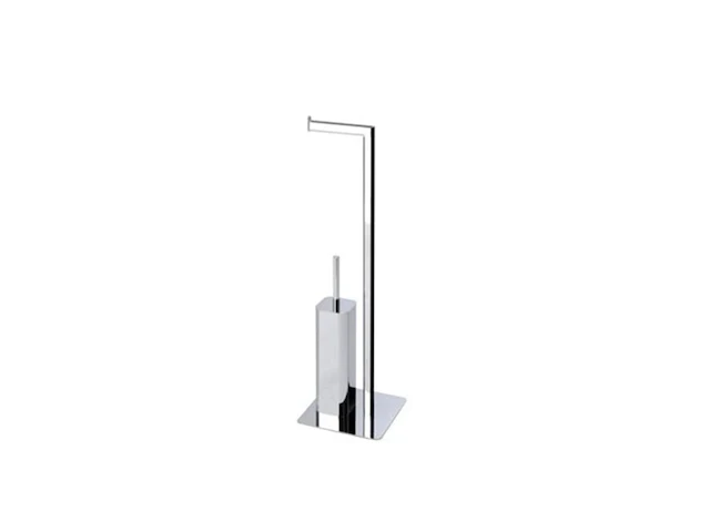 2x wc-standaard met toiletrolhouder en toiletborstel aquasanit, qv086dcr, chroom - afbeelding 1 van  8