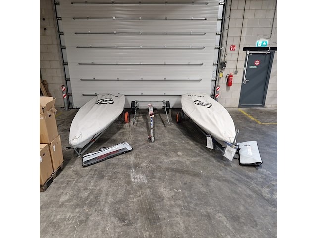 2x zeilboot met 1x boottrailer, ilca / laser / kalf - afbeelding 1 van  84