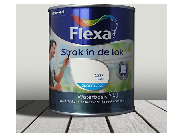 2x zijdeglans lak 750 ml flexa, strak in de lak, eiwit - afbeelding 1 van  2
