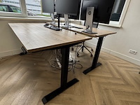 2x zit-sta bureau, eiken/zwart - afbeelding 1 van  4