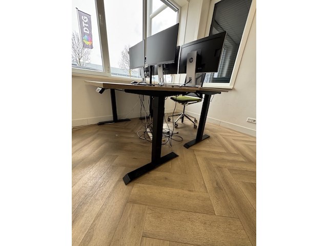 2x zit-sta bureau, eiken/zwart - afbeelding 2 van  4