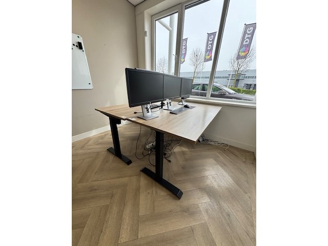 2x zit-sta bureau, eiken/zwart - afbeelding 3 van  4