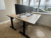 2x zit-sta bureau, eiken/zwart - afbeelding 3 van  4