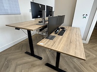 2x zit-sta bureau, eiken/zwart - afbeelding 1 van  7