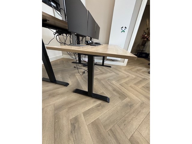 2x zit-sta bureau, eiken/zwart - afbeelding 2 van  7