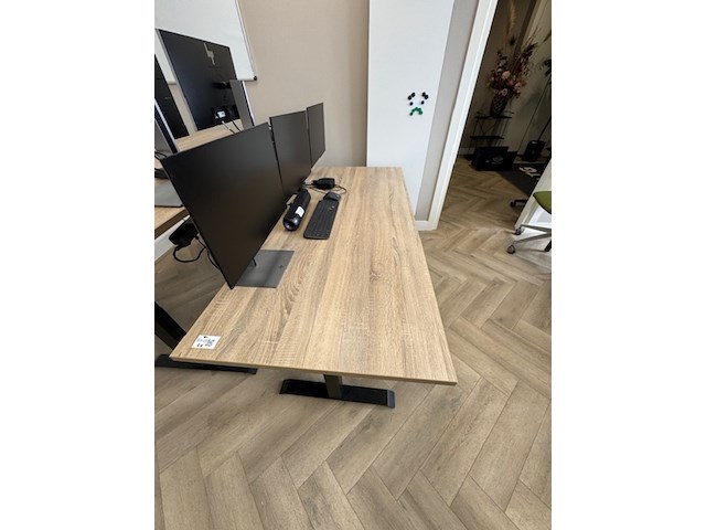 2x zit-sta bureau, eiken/zwart - afbeelding 3 van  7