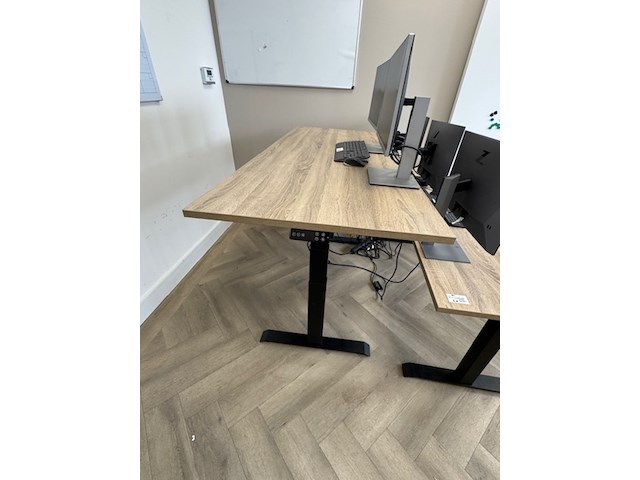 2x zit-sta bureau, eiken/zwart - afbeelding 5 van  7