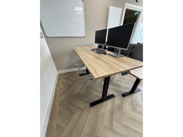 2x zit-sta bureau, eiken/zwart - afbeelding 7 van  7