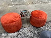 2x zitpouf ø60cm + dutch bone bijzettafel - afbeelding 1 van  4