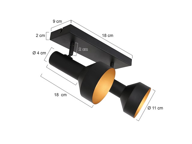 2x zwart gouden 2 lichts plafond spot, anne light, bundle 3336zw, 2026 - afbeelding 2 van  5