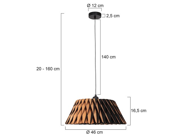 2x zwart met blank houten hanglamp | rond 46cm, anne light, maze 3490be, beuken, 2026 - afbeelding 2 van  5