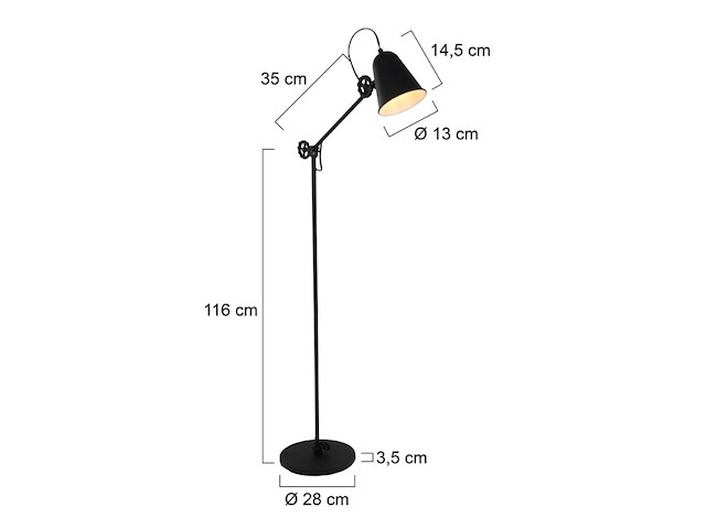 2x zwarte staande lamp dolphin 1325zw met e27 fitting, anne light, 1325zw, zwart, 2026 - afbeelding 5 van  5