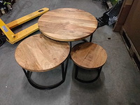 3- delige bijzettafelset van mango hout. - afbeelding 1 van  4