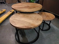 3- delige bijzettafelset van mango hout. - afbeelding 2 van  4
