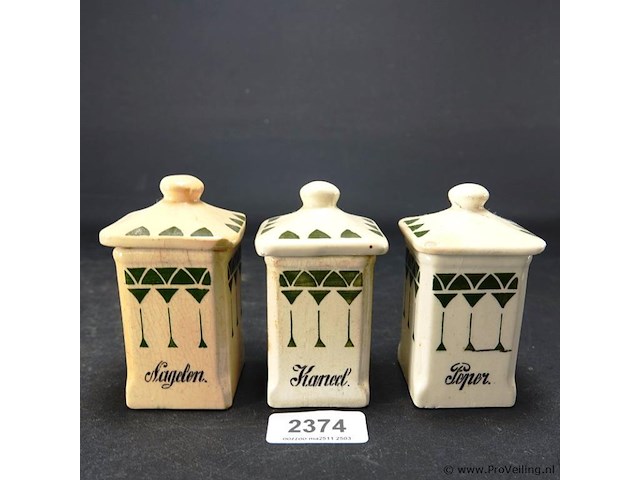 3 aardewerk voorraadpotjes - afbeelding 1 van  5