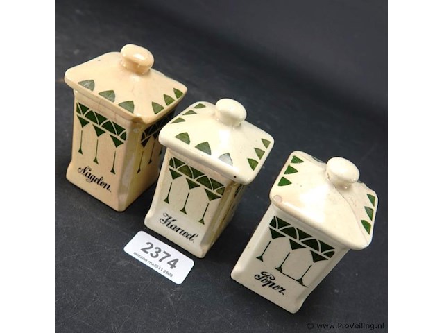 3 aardewerk voorraadpotjes - afbeelding 2 van  5