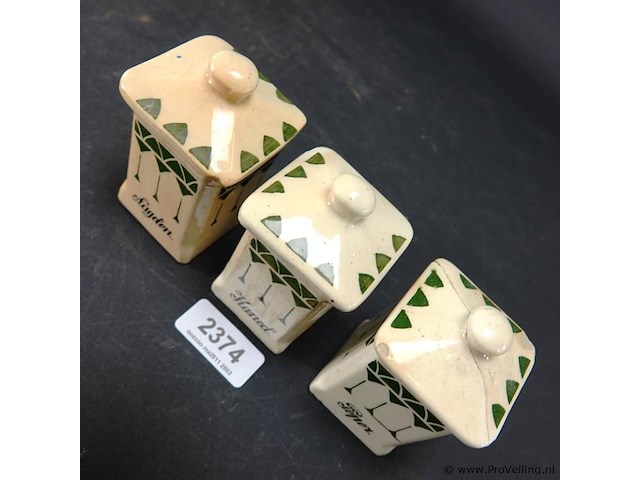 3 aardewerk voorraadpotjes - afbeelding 3 van  5