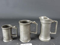 3 antieke tinnen maten - afbeelding 1 van  5